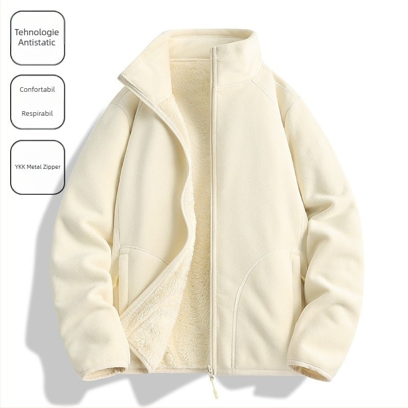 Jachetă fleece Unisex, fără glugă, căptușeală Coral fleece, 100% puf, material din amestec fibre chimice