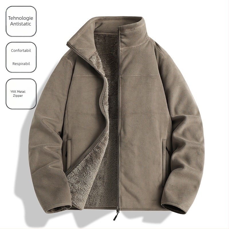 Jachetă fleece Unisex, fără glugă, căptușeală Coral fleece, 100% puf, material din amestec fibre chimice