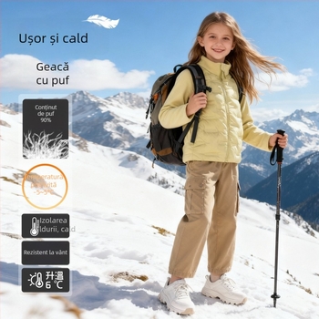 Strat interior din puf pentru copii – ușor și cald, închidere cu fermoar, mâneci lungi, fără glugă, țesătură poliester și căptușeală, lansare toamnă 2025