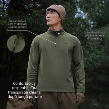 Jachetă de fleece pentru bărbați, fără glugă, țesătură fleece, căptușeală fleece, Stil 11331011, Iarnă/Toamnă