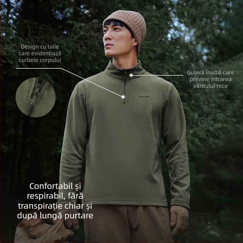 Jachetă de fleece pentru bărbați, fără glugă, țesătură fleece, căptușeală fleece, Stil 11331011, Iarnă/Toamnă