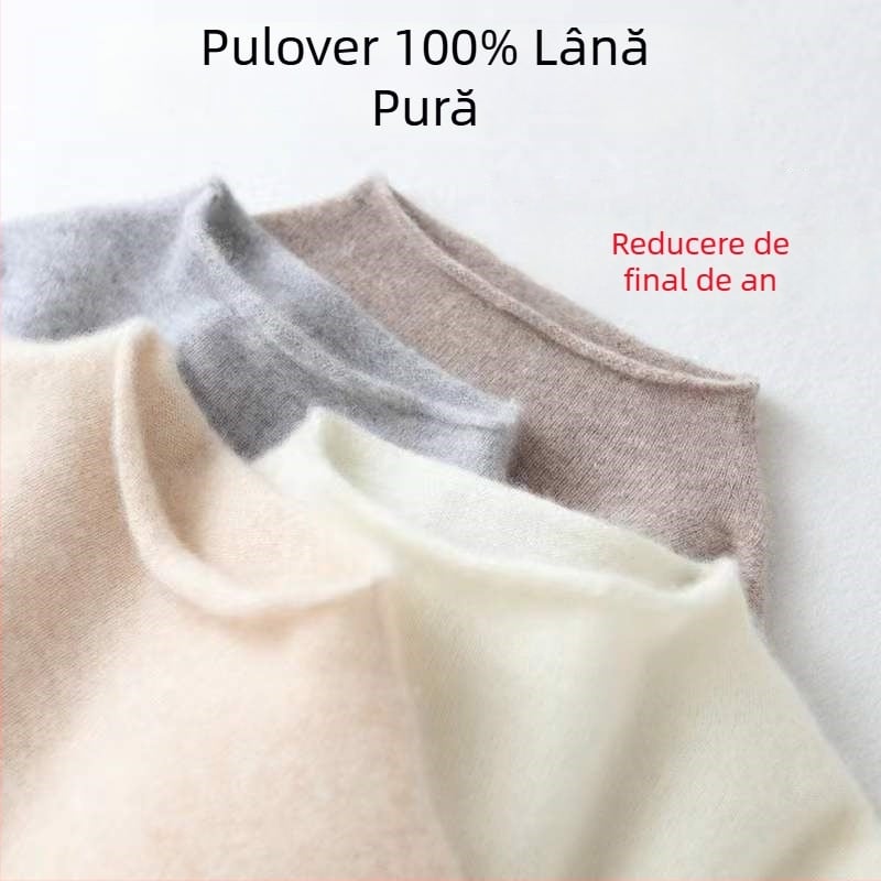 Pulover din lână pentru femei, cu guler înalt, model simplu, mâneci lungi, croi slim (Componența: lână >95%; Model: simplu; Guler: înalt; Mâneci: lungi; Croi: slim)