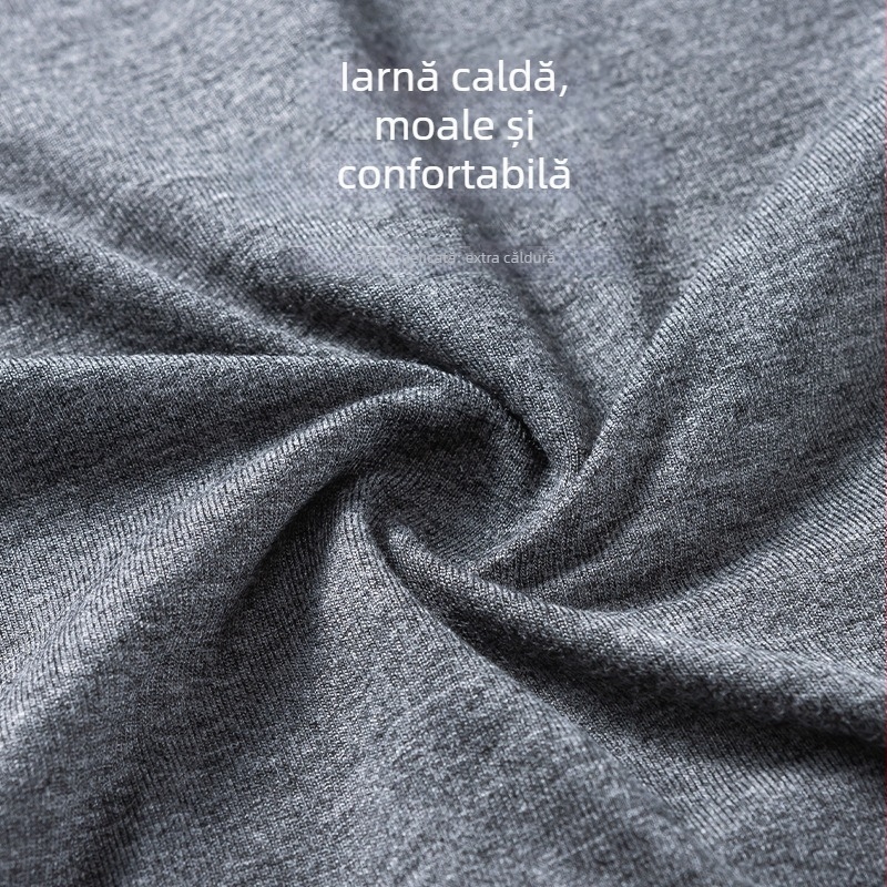 Set de lenjerie termică pentru bărbați: pulover cu gât rotund și pantaloni, viscoză 95%, țesătură groasă, croială slim