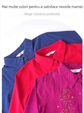 Palton subțire de primăvară pentru femei de vârstă mijlocie și vârstnice, top cu mâneci lungi pentru mame, ținută pentru bunică (Material: Bumbac; Material principal: Bumbac; Conținutul materialului principal: 30% sau mai puțin; Stil: Stil chinezesc)