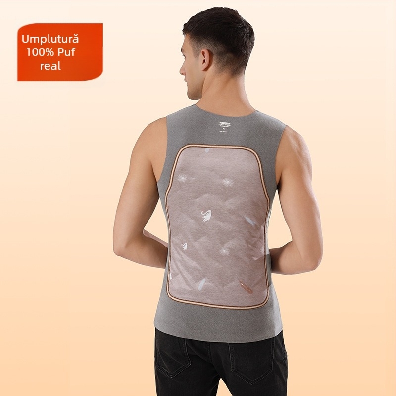 Vesta termică pentru bărbați cu protecție pentru burtă și spate - căptușeală de fleece, strat dublu gros, decolteu în V, țesătură cationică, 90-95% poliester