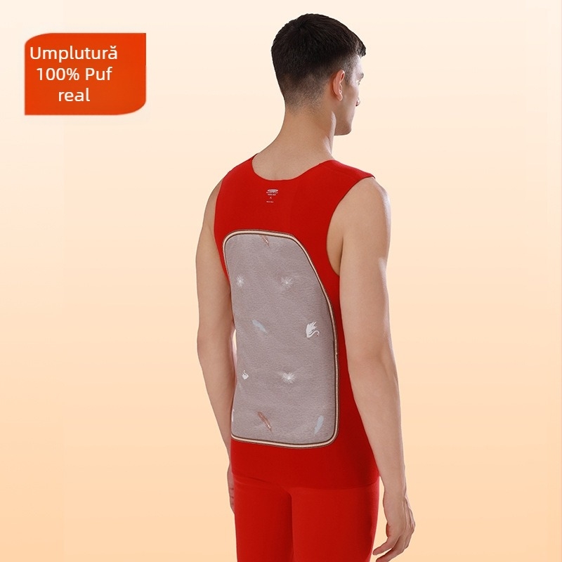 Vesta termică pentru bărbați cu protecție pentru burtă și spate - căptușeală de fleece, strat dublu gros, decolteu în V, țesătură cationică, 90-95% poliester