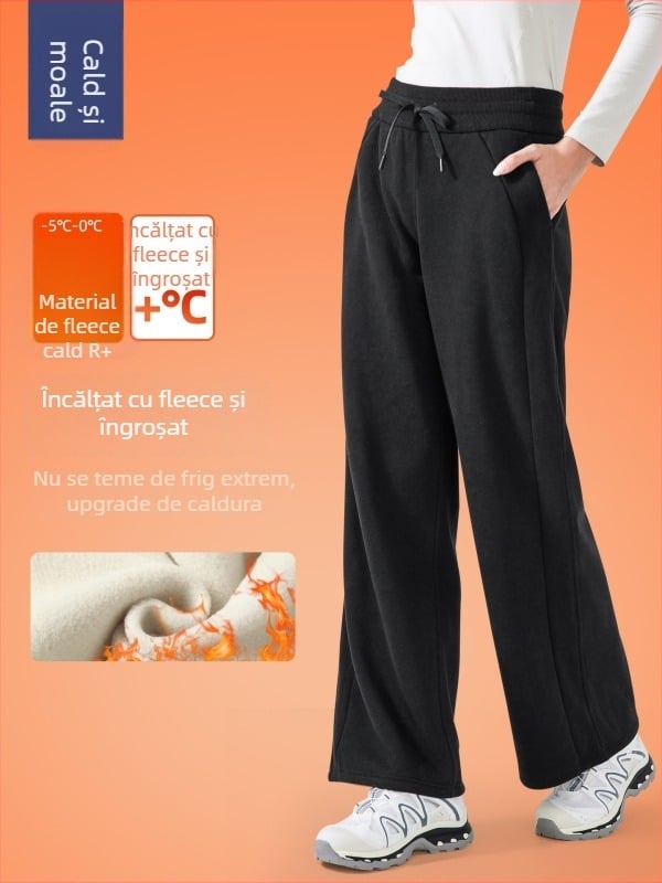 Pantaloni sport de iarnă pentru femei, talie înaltă, croială lejeră, material din amestec de bumbac (28% bumbac), fără căptușeală, păstrează căldura, pentru alergare și fitness