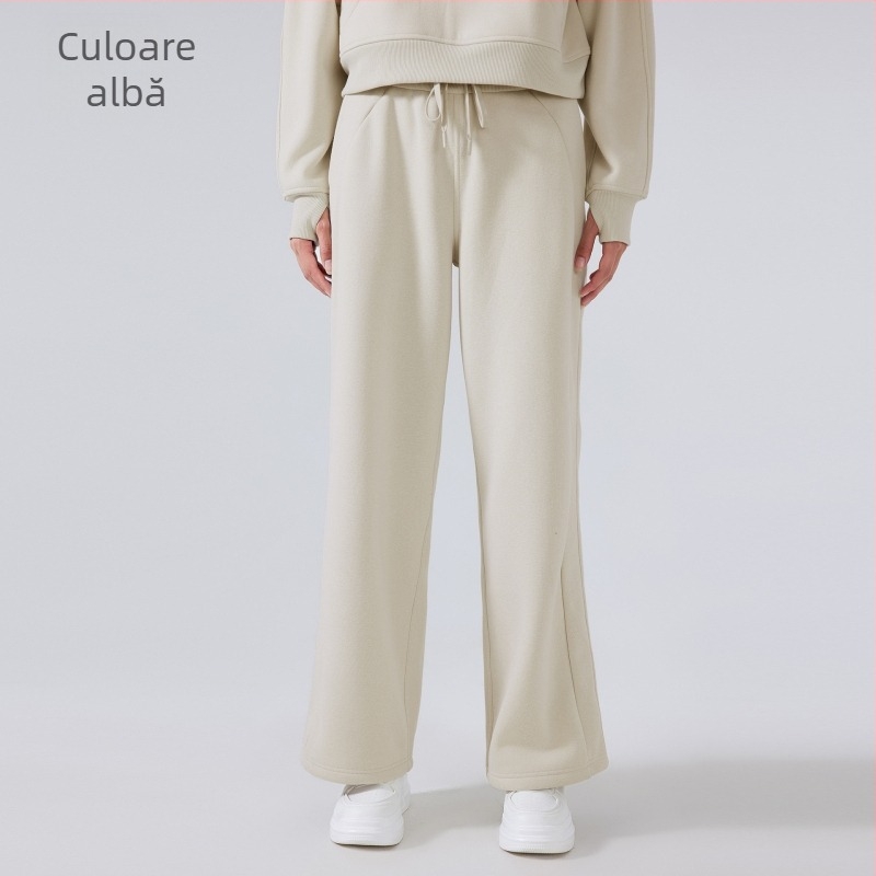 Pantaloni sport de iarnă pentru femei, talie înaltă, croială lejeră, material din amestec de bumbac (28% bumbac), fără căptușeală, păstrează căldura, pentru alergare și fitness