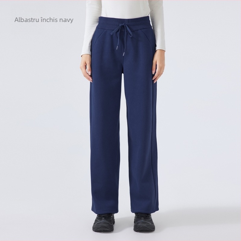 Pantaloni sport de iarnă pentru femei, talie înaltă, croială lejeră, material din amestec de bumbac (28% bumbac), fără căptușeală, păstrează căldura, pentru alergare și fitness