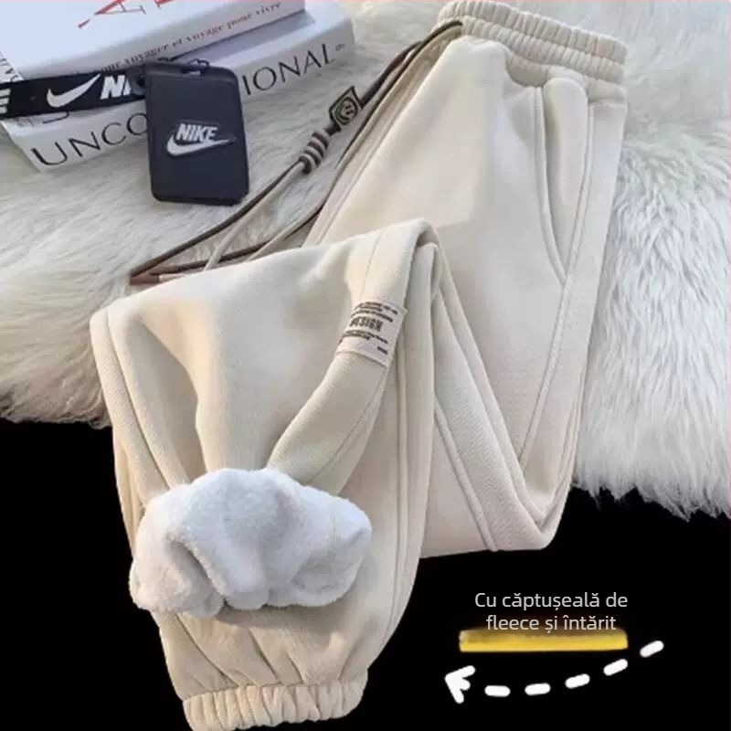 Trening pentru femei din chenille cu căptușeală fleece, croială largă, primăvara 2025, conținut Spandex sub 30%