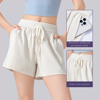 ACXSPORT Shorts de yoga pentru femei – ușoare și moi, țesătură rayon cu strat de aer, 90% poliester, 10% spandex, lungime patru puncte