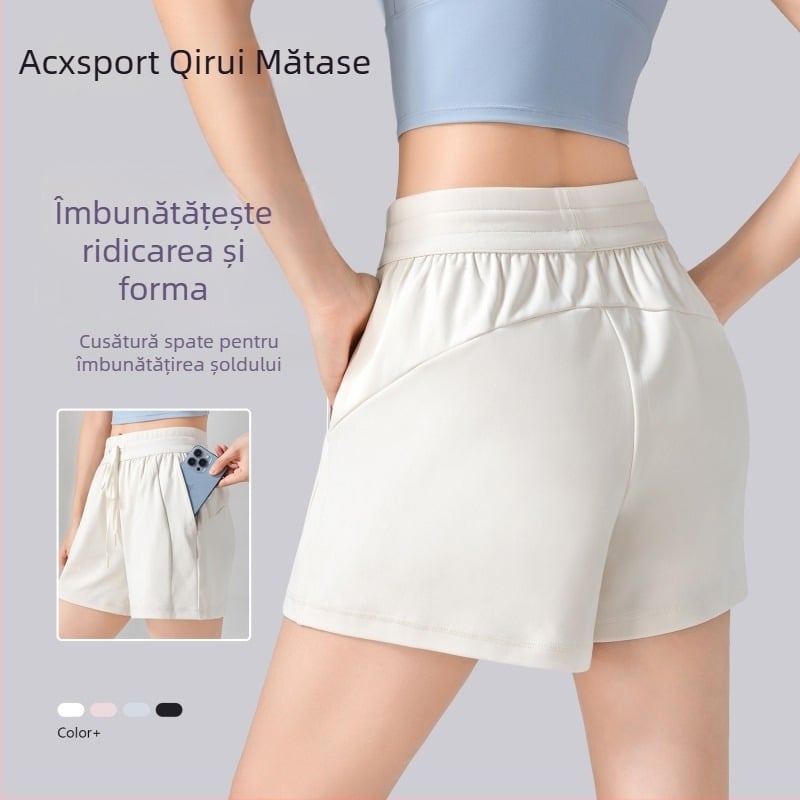 ACXSPORT Shorts de yoga pentru femei – ușoare și moi, țesătură rayon cu strat de aer, 90% poliester, 10% spandex, lungime patru puncte