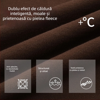 Pantaloni damă Lyocell cu talie înaltă, wide-leg, țesătură periată