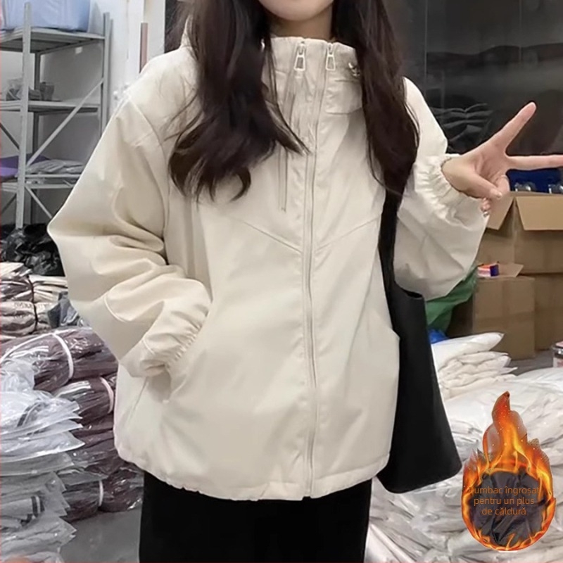 Jachetă femei cu glugă din chenille, amestec cu elastan – mâneci lungi, stil Royal Sister, Primăvara 2025