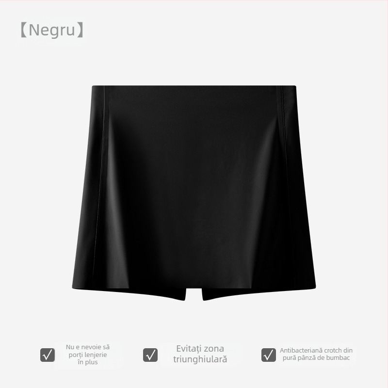 Chiloți de damă fără cusături, cu protecție dublă în zona inghinală, design anti-expunere, Ice Silk, talie medie, 75% nylon, căptușeală 100% bumbac.