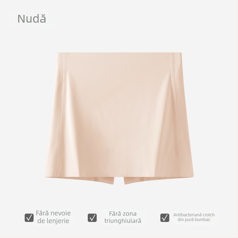 Chiloți de damă fără cusături, cu protecție dublă în zona inghinală, design anti-expunere, Ice Silk, talie medie, 75% nylon, căptușeală 100% bumbac.