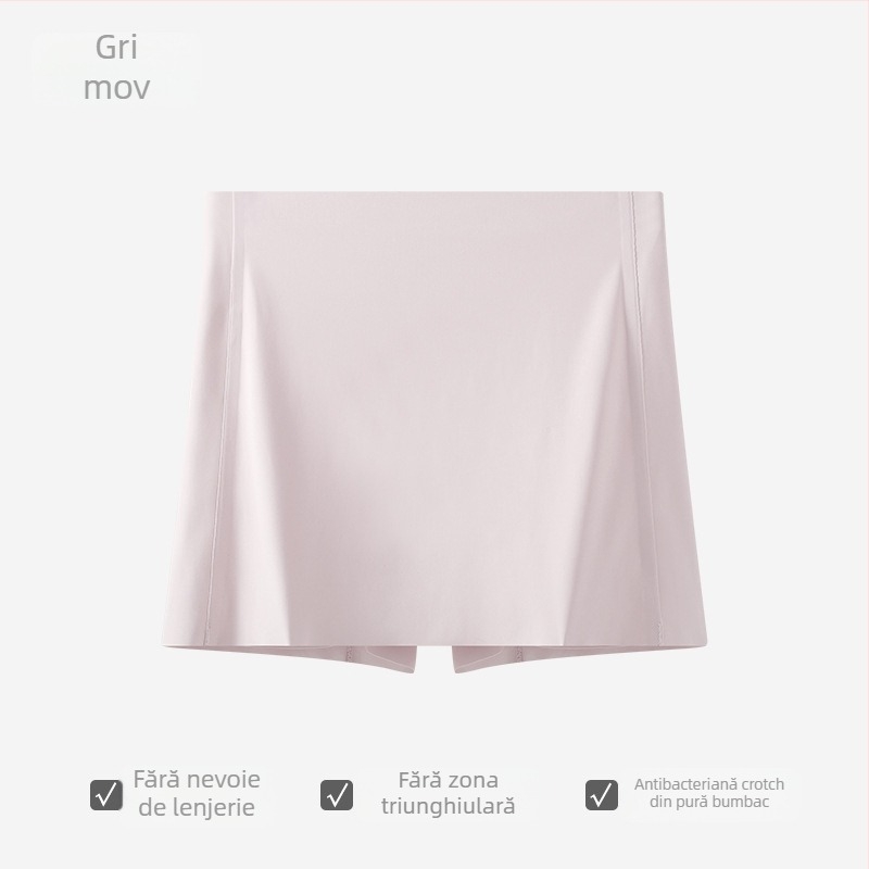 Chiloți de damă fără cusături, cu protecție dublă în zona inghinală, design anti-expunere, Ice Silk, talie medie, 75% nylon, căptușeală 100% bumbac.