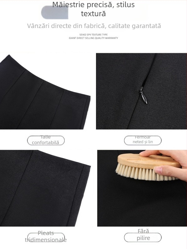 Șort casual feminin cu talie înaltă, croială A-line, lungime trei sferturi, fermoar, material rayon