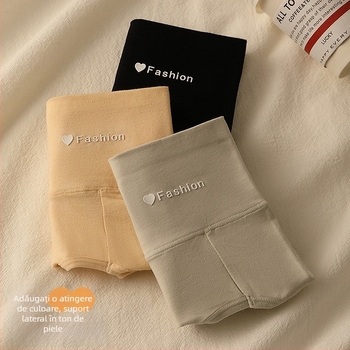 Chiloți pentru femei din bumbac, cu control al abdomenului, talie medie-înaltă, respirabili, culoare solidă