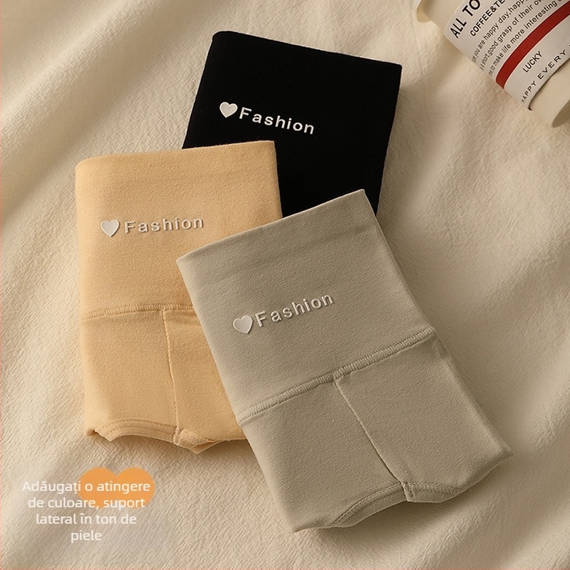 Chiloți pentru femei din bumbac, cu control al abdomenului, talie medie-înaltă, respirabili, culoare solidă