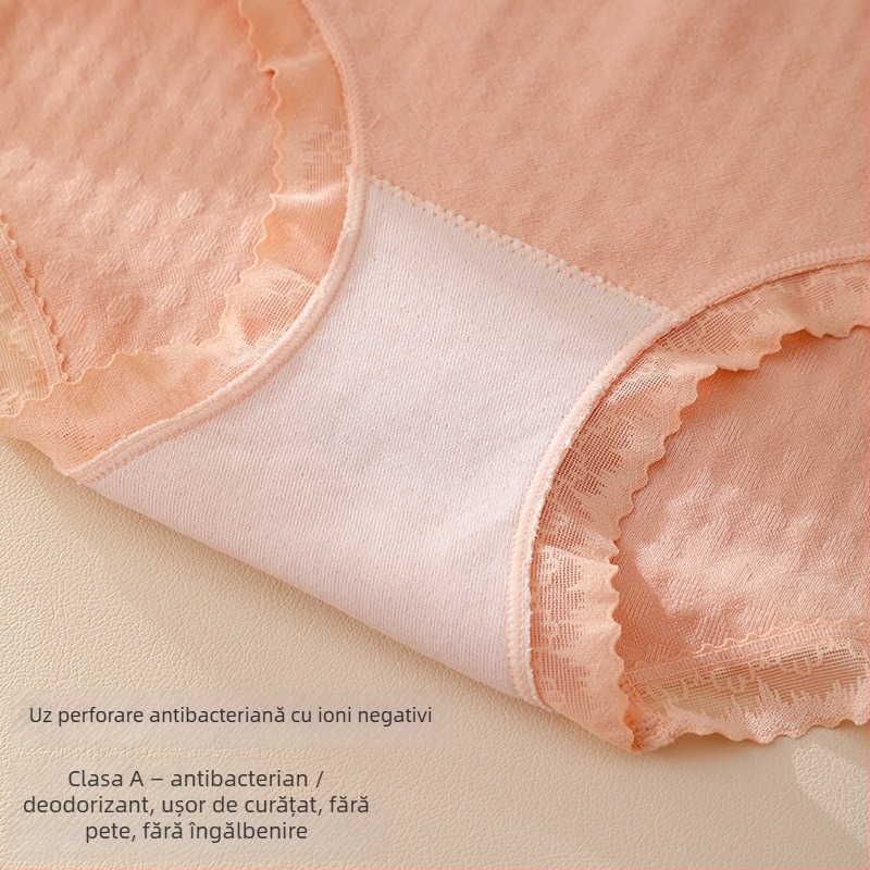 Chiloți femei fără cusuri, din amestec de bumbac, talie medie, respirabili, antibacterieni, modelare corp