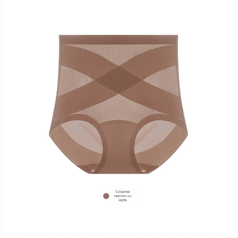 Chiloți femei fără cusătură, talie înaltă – nailon respirabil, 20D, conturarea abdomenului, ridicare a șezutului