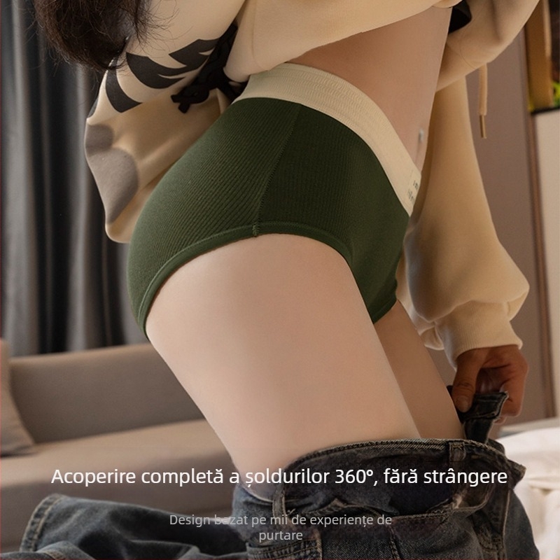 Duo xiyan Chiloți femei din bumbac, talie medie, 90–95% bumbac, țesătură rib, respirabile, antibacteriene, pentru toate anotimpurile