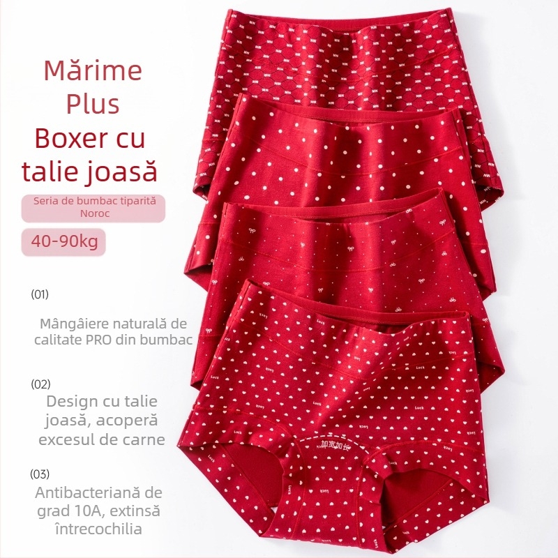 Chiloți din bumbac pentru femei, respirabili, antibacterieni, talie înaltă, 90–95% bumbac