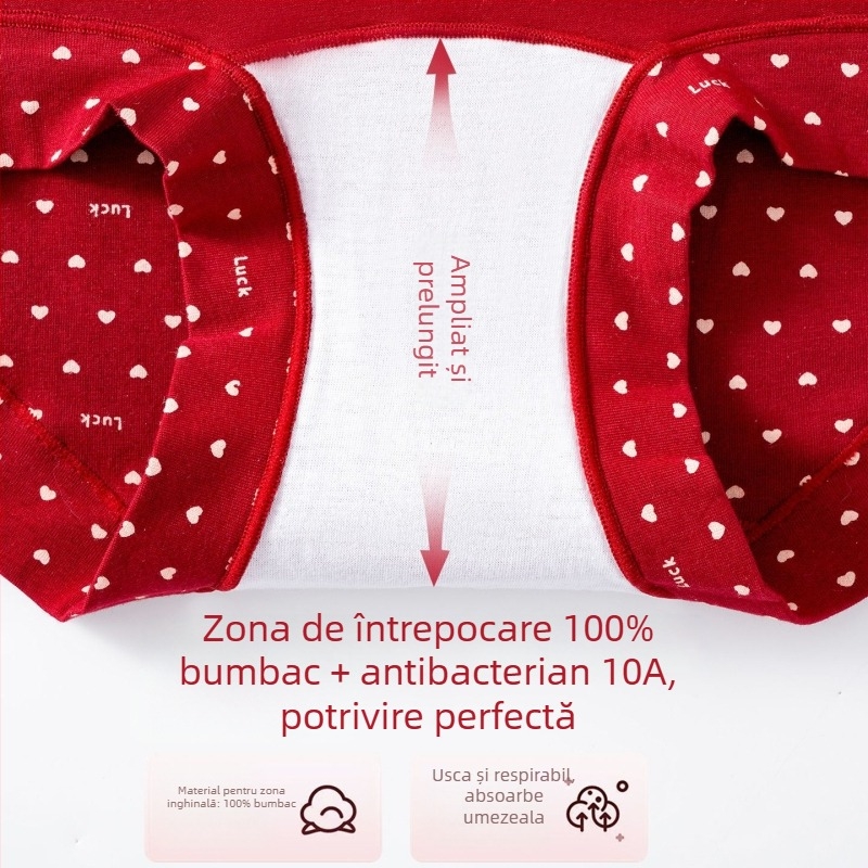 Chiloți din bumbac pentru femei, respirabili, antibacterieni, talie înaltă, 90–95% bumbac