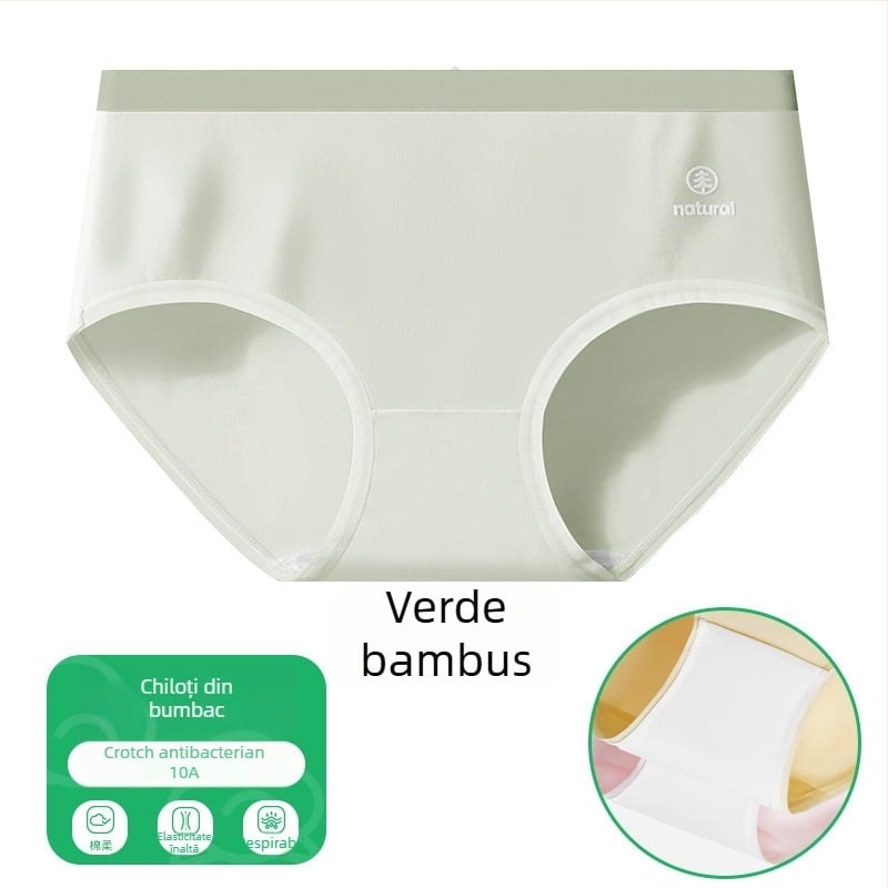 Chiloți femei din bumbac, fără cusături, talie medie, antibacteriali, căptușeală de bumbac în zona intimă