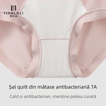 Chiloți femei talie înaltă modal dantelă, țesătură simplă, căptușeală din mătase Mulberry