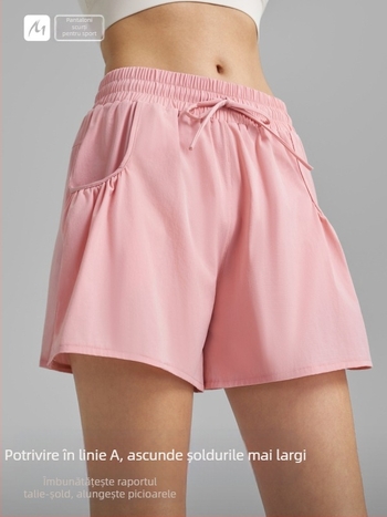 Șorturi de yoga pentru femei, uscare rapidă, croi lejer, lungime trei sferturi, material țesut, 88% nylon, 12% spandex, Primăvara 2025