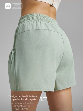 Șorturi de yoga pentru femei, uscare rapidă, croi lejer, lungime trei sferturi, material țesut, 88% nylon, 12% spandex, Primăvara 2025