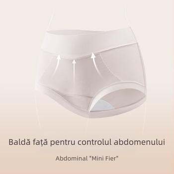Lenjerie intimă de damă cu talie înaltă din bumbac antibacteriană și respirabilă; țesătură tricot; căptușeală din bumbac