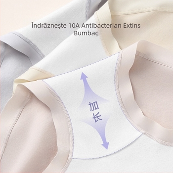Lenjerie intimă de damă cu talie înaltă din bumbac antibacteriană și respirabilă; țesătură tricot; căptușeală din bumbac