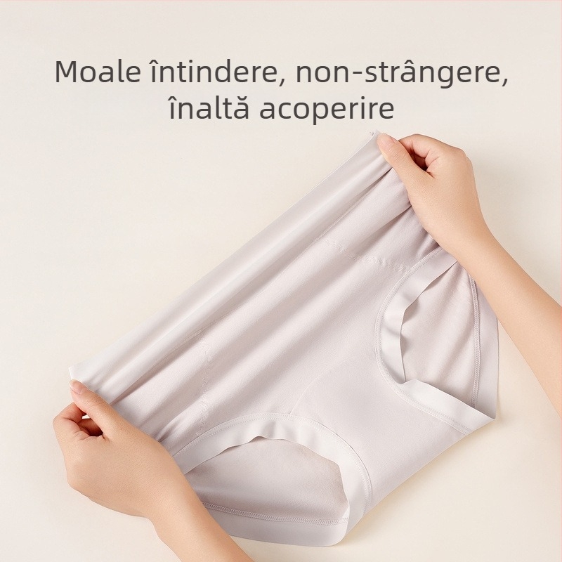 Lenjerie intimă de damă cu talie înaltă din bumbac antibacteriană și respirabilă; țesătură tricot; căptușeală din bumbac