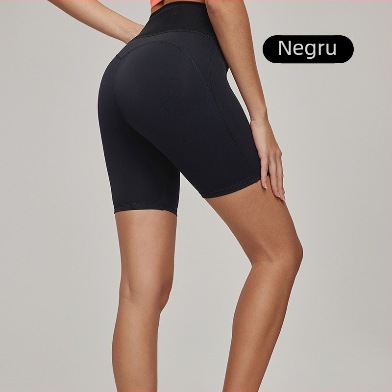 Șorturi de alergare pentru femei cu buzunar în talie, țesătură antibacteriană cu senzație de piele, înaltă elasticitate, 80% nailon, 20% spandex, șorturi de yoga