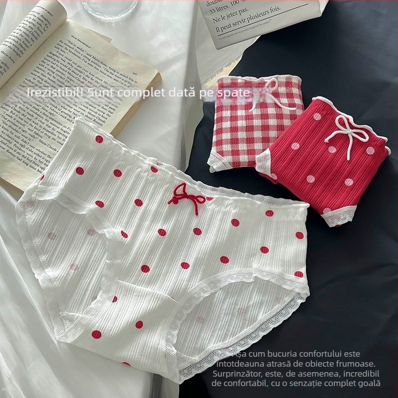 Chiloți pentru femei din bumbac, talie medie, respirabili, cu căptușeală din bumbac