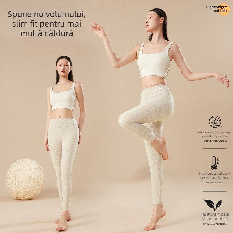Set termic pantaloni și colanți – fibre de poliester, dublu strat, interior catifelat, fără cusături, grosime 201–250 g/m², unisex