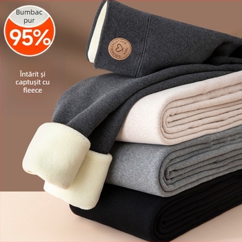 Colanți din bumbac cu căptușeală fleece, groși, elasticitate ridicată, mențin căldura