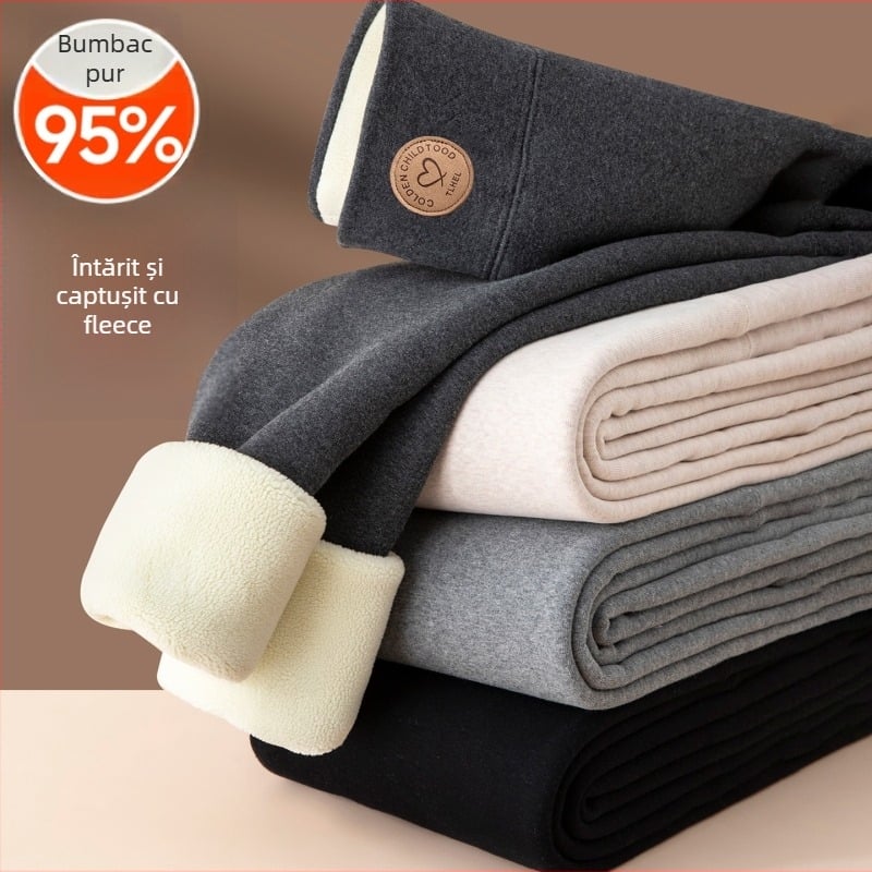 Colanți din bumbac cu căptușeală fleece, groși, elasticitate ridicată, mențin căldura