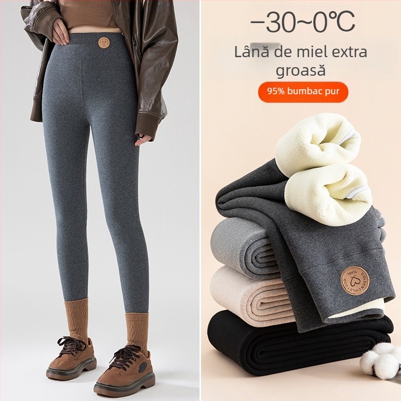 Colanți din bumbac cu căptușeală fleece, groși, elasticitate ridicată, mențin căldura
