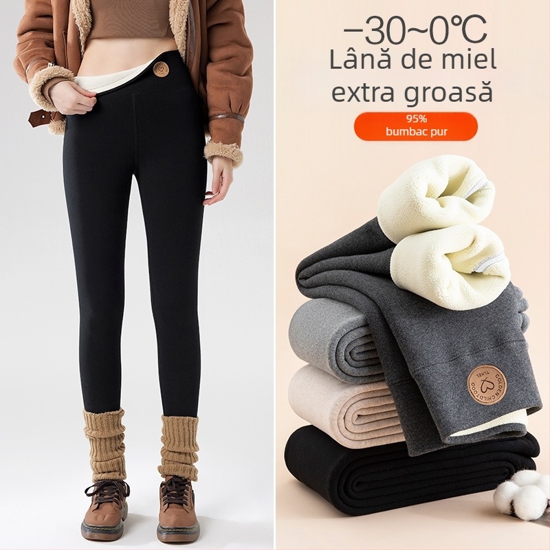 Colanți din bumbac cu căptușeală fleece, groși, elasticitate ridicată, mențin căldura