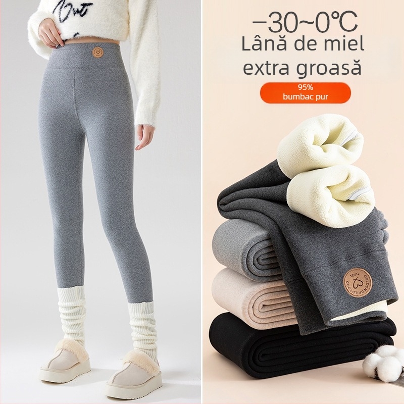 Colanți din bumbac cu căptușeală fleece, groși, elasticitate ridicată, mențin căldura