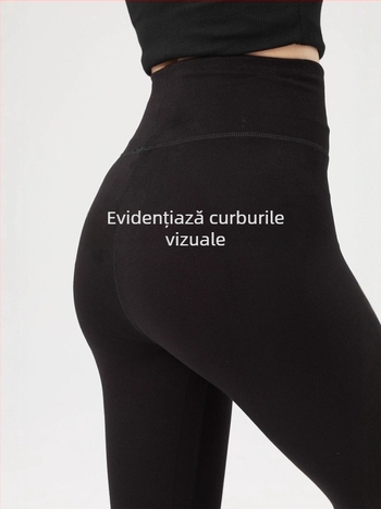 Colanți fleece căptușiți, talie înaltă, autoîncălzire, pentru iarnă, yoga și antrenament