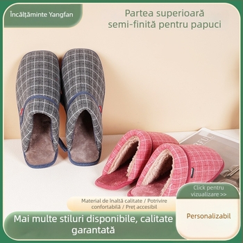 Partea superioară a papucilor, model Pure Cloth Plaid, pentru toate anotimpurile, Material: cloth sponge