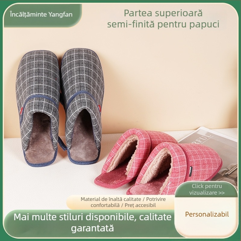 Partea superioară a papucilor, model Pure Cloth Plaid, pentru toate anotimpurile, Material: cloth sponge