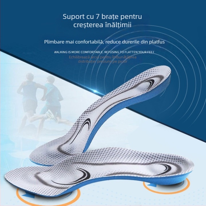 Talpă sport cu susținere a arcului în 7 puncte, TPU, respirabilă, absorbție a șocurilor, unisex