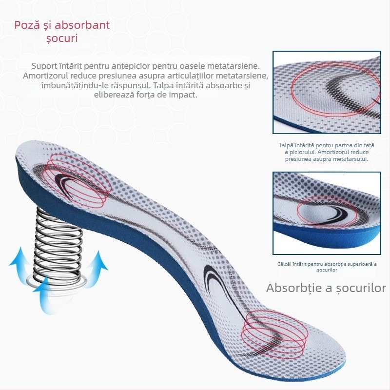 Talpă sport cu susținere a arcului în 7 puncte, TPU, respirabilă, absorbție a șocurilor, unisex