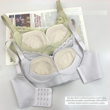 Sutien fără armături, din dantelă, pentru modelare și susținere, respirabil, cupă 3/4, cupe modelate, bretele fixe dublu, închidere spate cu patru rânduri de cârlige; material principal: dantelă/nylon; căptușeală modal 80–90%